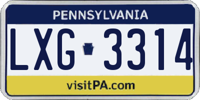 PA license plate LXG3314