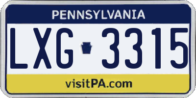 PA license plate LXG3315