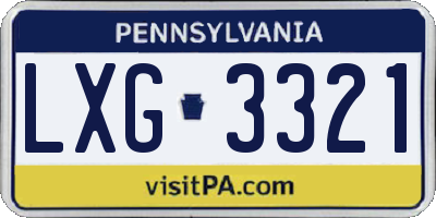 PA license plate LXG3321