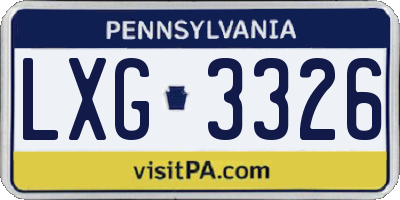 PA license plate LXG3326