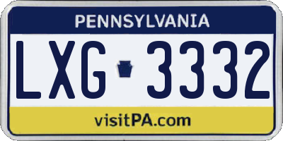 PA license plate LXG3332