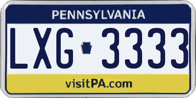 PA license plate LXG3333