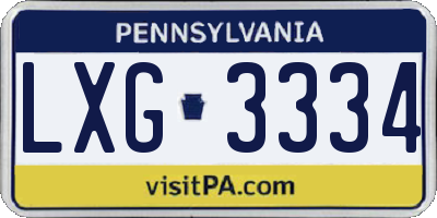 PA license plate LXG3334
