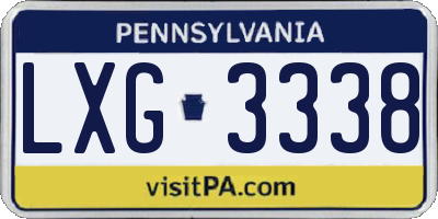 PA license plate LXG3338