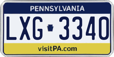 PA license plate LXG3340