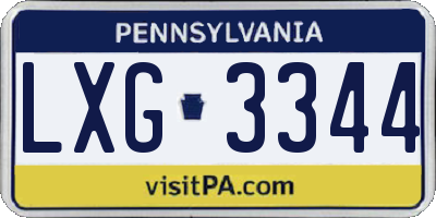 PA license plate LXG3344