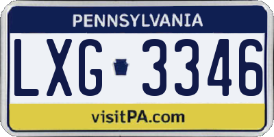 PA license plate LXG3346