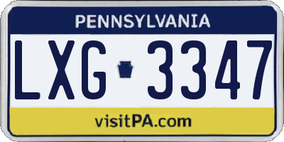 PA license plate LXG3347