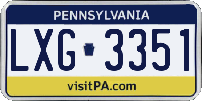PA license plate LXG3351