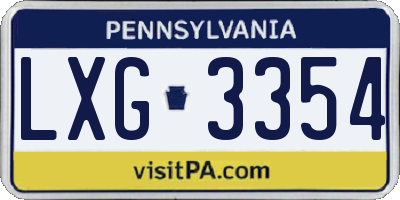 PA license plate LXG3354