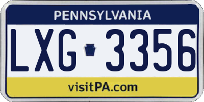 PA license plate LXG3356