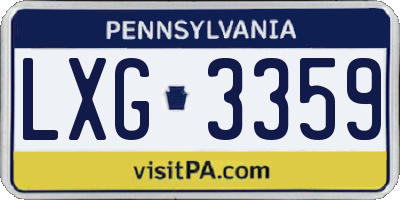 PA license plate LXG3359