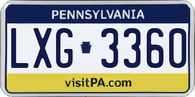 PA license plate LXG3360