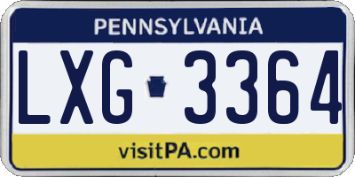 PA license plate LXG3364