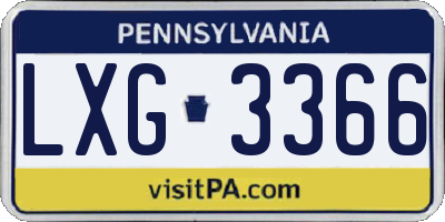 PA license plate LXG3366