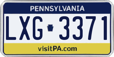 PA license plate LXG3371