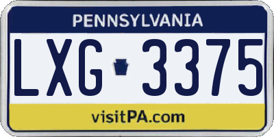 PA license plate LXG3375