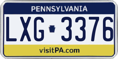 PA license plate LXG3376