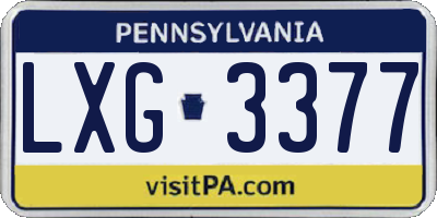 PA license plate LXG3377