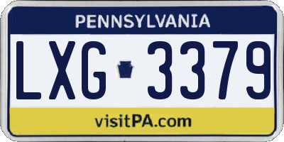 PA license plate LXG3379