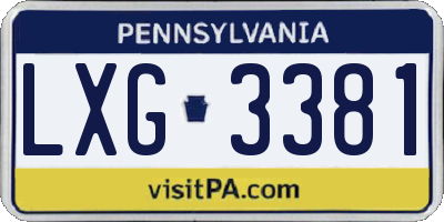 PA license plate LXG3381