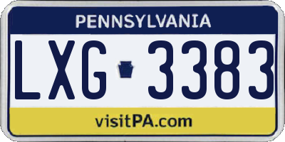PA license plate LXG3383