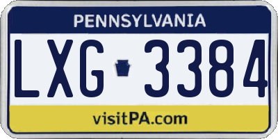 PA license plate LXG3384
