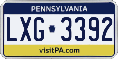 PA license plate LXG3392