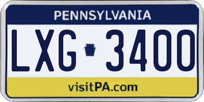 PA license plate LXG3400
