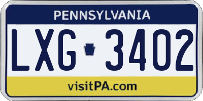 PA license plate LXG3402