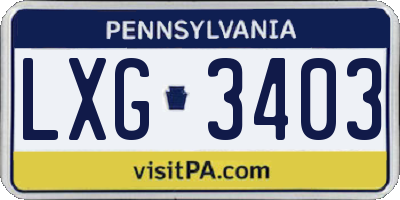 PA license plate LXG3403