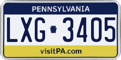 PA license plate LXG3405