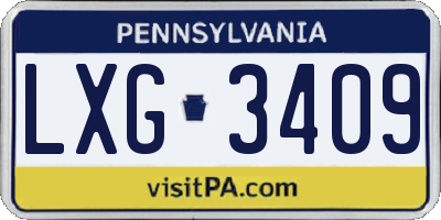 PA license plate LXG3409