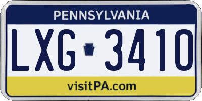 PA license plate LXG3410