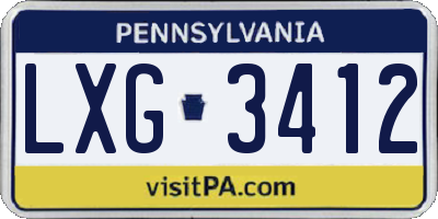 PA license plate LXG3412