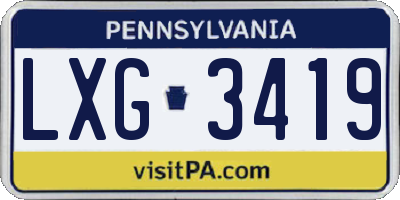 PA license plate LXG3419
