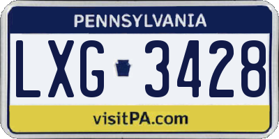 PA license plate LXG3428