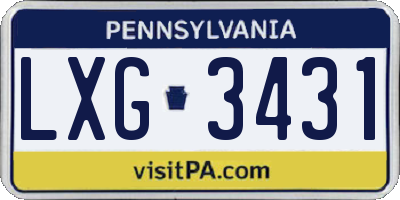 PA license plate LXG3431