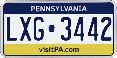 PA license plate LXG3442