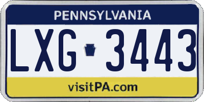 PA license plate LXG3443