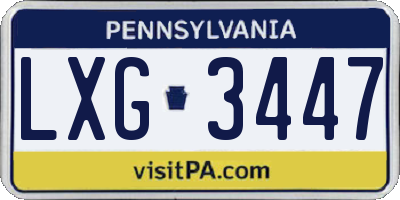 PA license plate LXG3447