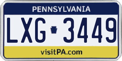 PA license plate LXG3449