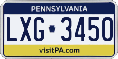 PA license plate LXG3450