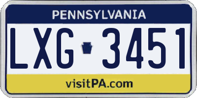 PA license plate LXG3451