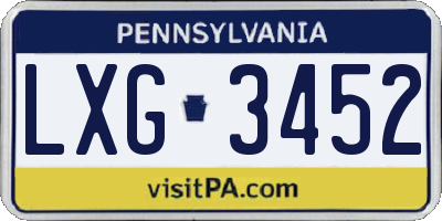 PA license plate LXG3452