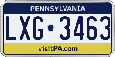 PA license plate LXG3463