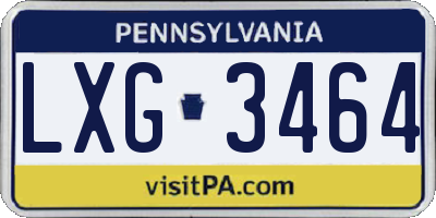 PA license plate LXG3464