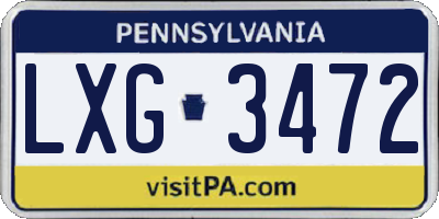 PA license plate LXG3472