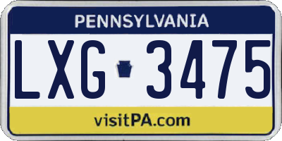 PA license plate LXG3475