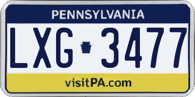 PA license plate LXG3477